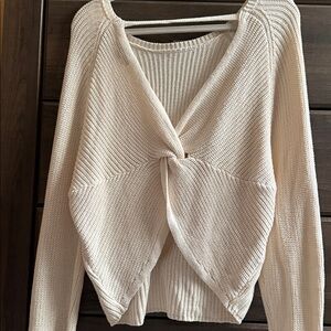 American Eagle Cream Knit Twist Sweater